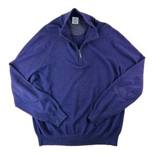Dewitt Purple 1/4 Zip Cotton Wool Pullover Jumper Sweater Mens Size Large L